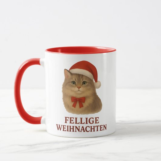 Fellige sibirische Weihnachtskatze Tasse (Links)