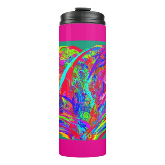 Fellregenbogenfarbene Blume Thermotasse Thermosbecher (Vorderseite)