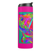 Fellregenbogenfarbene Blume Thermotasse Thermosbecher (Nach links gedreht)