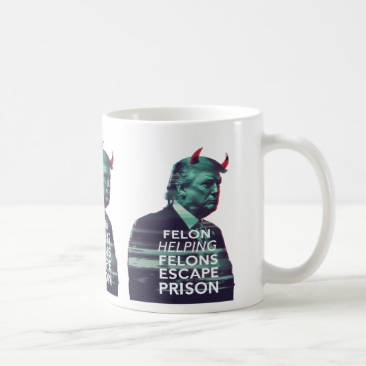 Felon Helping Felons Evil Trump Glitch Art Kaffeetasse (Rechts)