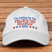 Felon und Hillbilly Funny Trump Vance 2024 Bestickte Baseballkappe