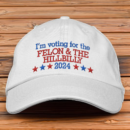 Felon und Hillbilly Funny Trump Vance 2024 Bestickte Baseballkappe