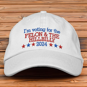 Felon und Hillbilly Funny Trump Vance 2024 Bestickte Baseballkappe