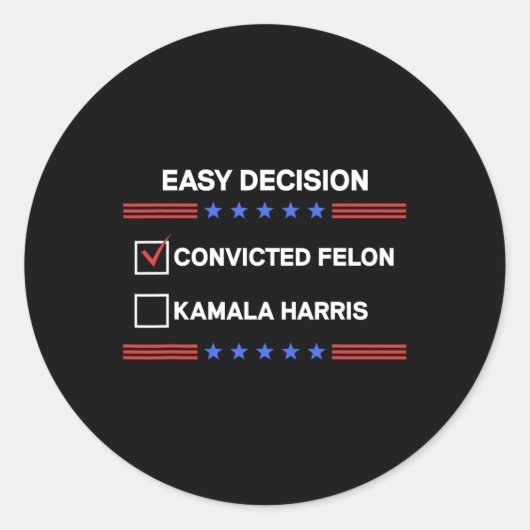 Felon Vs Kamala Harris Präsident Runder Aufkleber (Vorderseite)