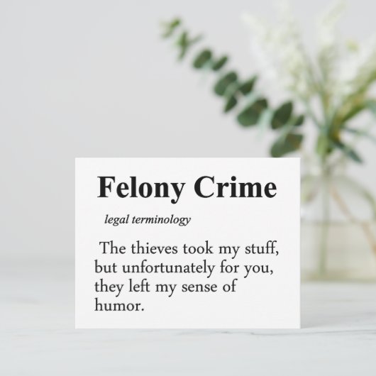 Felony Definition Postkarte (Stehend Vorderseite)