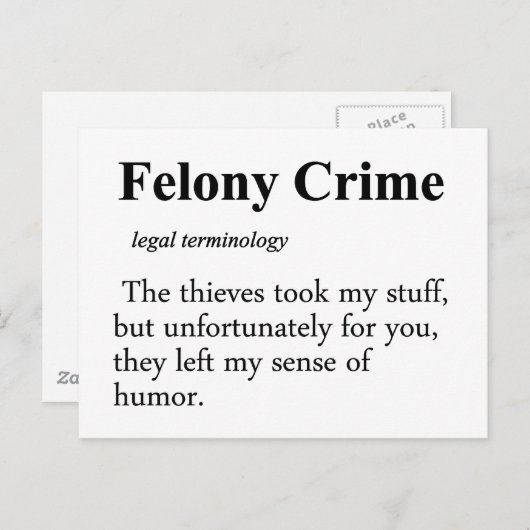 Felony Definition Postkarte (Vorne/Hinten)