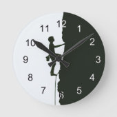 Fels, Bergkletterer Silhouette Runde Wanduhr (Vorderseite)
