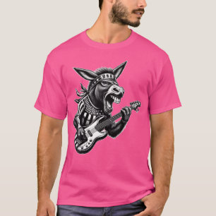 Fels Esel spielt Gitarre Rock And Roll Lustige Git T-Shirt