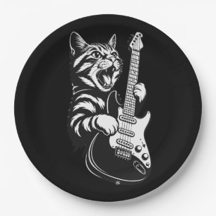 Fels Katz spielt elektrische Gitarre Coole Musik Pappteller