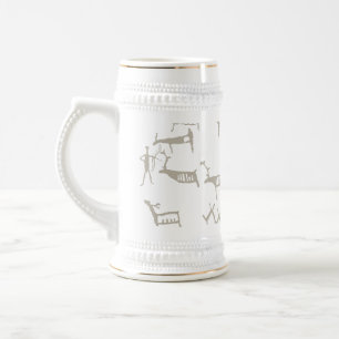 Fels Petroglyphe Alte Europäische Hirschjagd Bierglas