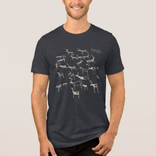 Fels Petroglyphe Alte Europäische Hirschjagd Tri-Blend Shirt