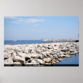 Felsbarrieren und See Poster (Vorne)