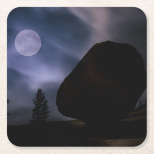 Felsbrocken im Mondlicht Yosemite-Nationalpark Rechteckiger Pappuntersetzer