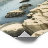 Felsbucht in einem See in den Hügeln Poster (Ecke)