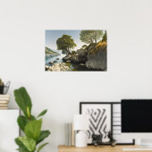 Felsbucht in einem See in den Hügeln Poster (Heimbüro)