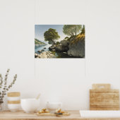 Felsbucht in einem See in den Hügeln Poster (Küche)