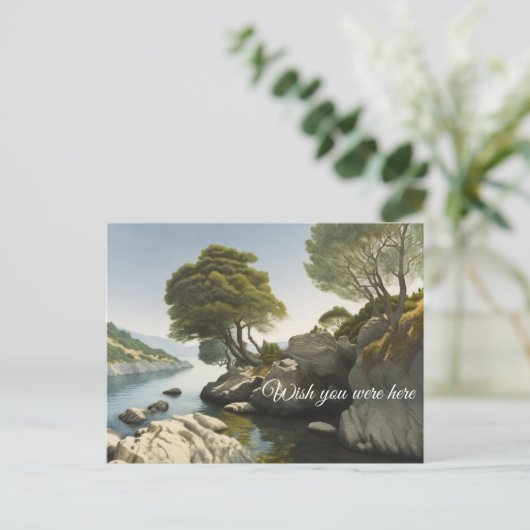 Felsbucht in einem See in den Hügeln Postkarte (Stehend Vorderseite)