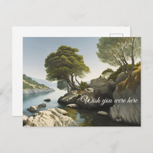 Felsbucht in einem See in den Hügeln Postkarte (Vorne/Hinten)