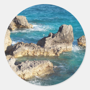 Felsen am Strand von Horseshoe Runder Aufkleber