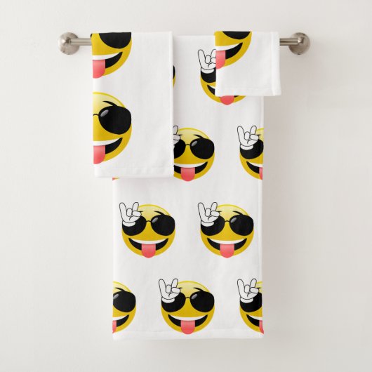 Felsen auf Emoji Badezimmer-Tuch-Set Badhandtuch Set (Insitu)