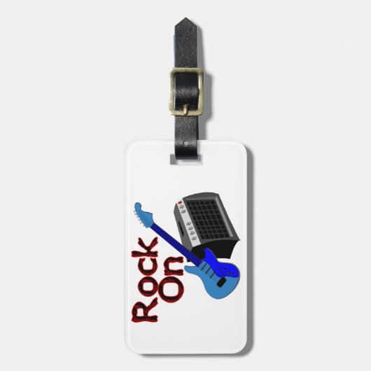 Felsen auf Gitarre u. Ampere Gepäckanhänger (Vorderseite vertikal)