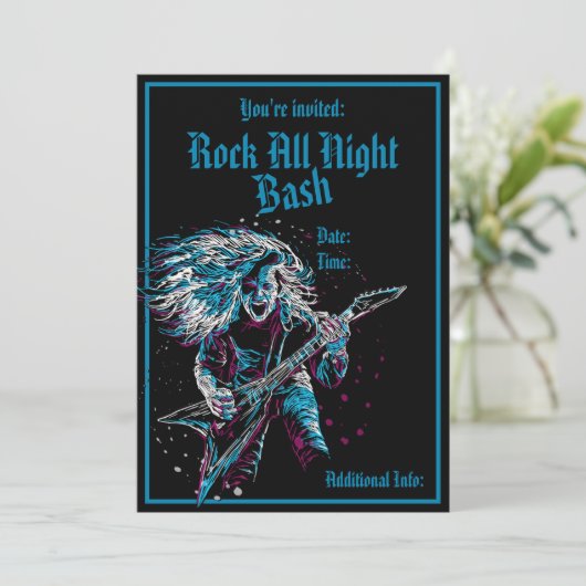 Felsen auf Schwermetall Einladung (Stehend Vorderseite)