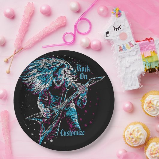 Felsen auf Schwermetall Pappteller (Party)