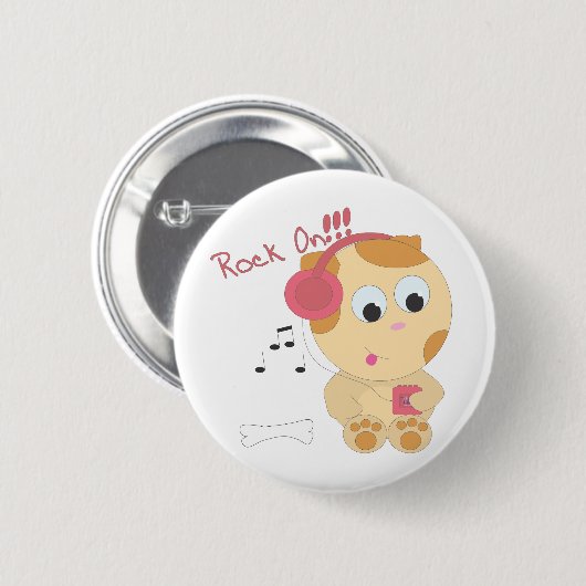 Felsen auf Welpen Button (Vorne & Hinten)