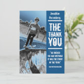 Felsen-Band-Bar Mitzvah danken Ihnen, im Blau zu Dankeskarte (Stehend Vorderseite)