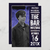 Felsen-Band-Bar Mitzvah Einladung im Schwarzen (Vorne/Hinten)