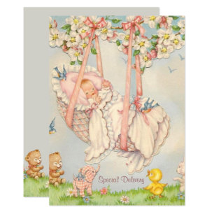 Felsen-ein-durch Baby-Geburts-Mitteilung Ankündigung