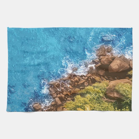 Felsen im Meer, über Sicht 1 Geschirrtuch (Horizontal)