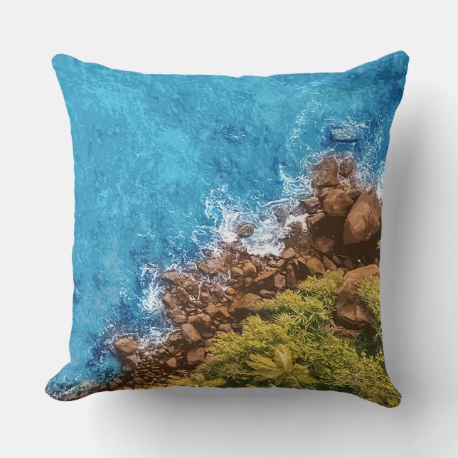 Felsen im Meer, über Sicht 1 Kissen (Vorderseite)