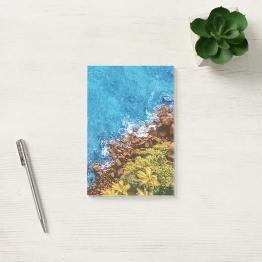 Felsen im Meer, über Sicht 1 Post-it Klebezettel (Büro)