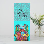 FELSEN IN DER LIEBE AQUA BLAUE AQUAMARIN DAMASK MO EINLADUNG (Stehend Vorderseite)