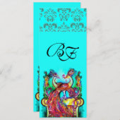 FELSEN IN DER LIEBE AQUA BLAUE AQUAMARIN DAMASK MO EINLADUNG (Vorne/Hinten)