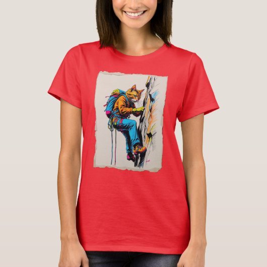 Felsen kletternde Katze! T-Shirt (Vorderseite)