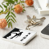 Felsen-KletternSilhouette großes (2,00") Schlüsselanhänger (Seite)