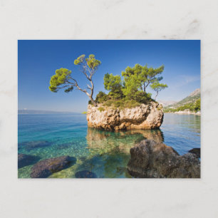 Felsen, Meer und eine kleine Insel Postkarte