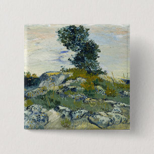 Felsen mit Eiche, Van Gogh Ölmalerei Button