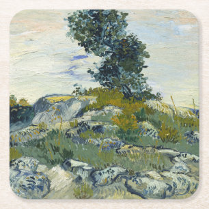 Felsen mit Eiche, Van Gogh Ölmalerei Rechteckiger Pappuntersetzer