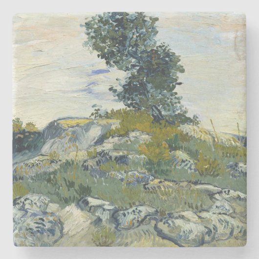 Felsen mit Eiche, Van Gogh Ölmalerei Steinuntersetzer (Vorderseite)