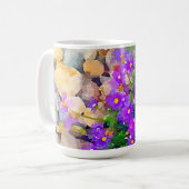 Felsen mit violetten Blumen Aquarell Foto Tasse (Vorderseite Links)