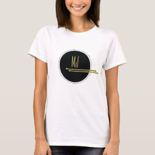 Felsen-Musik-Trommel-Monogramm des T-Shirt