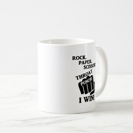Felsen, Papier, Scheren, Kehle-Durchschlag! Ich Kaffeetasse (VorderseiteRechts)