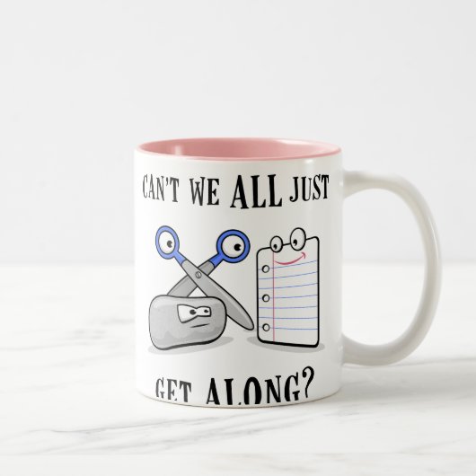 Felsen-Papier-Scheren Zweifarbige Tasse (Rechts)