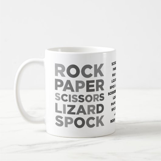 Felsen-Papierschere-Eidechse Spock Tasse mit (Links)