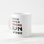 Felsen-Papierschere-Gewehr, das ich gewinne Kaffeetasse (Vorderseite Links)