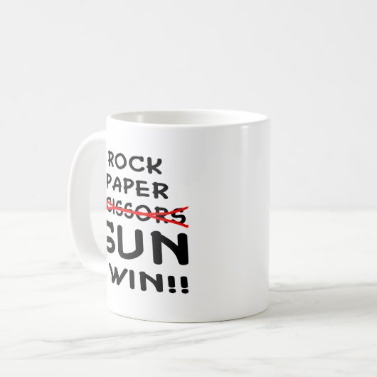 Felsen-Papierschere-Gewehr, das ich gewinne Kaffeetasse (Vorderseite Links)