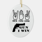 Felsen-Papierschere-Gewehr, das ich gewinne Keramikornament (Rechts)